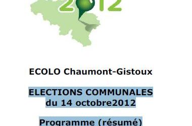 ELECTIONS COMMUNALES du 14 octobre2012 Programme  résumé