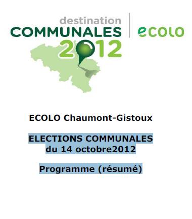 ELECTIONS COMMUNALES du 14 octobre2012 Programme  résumé